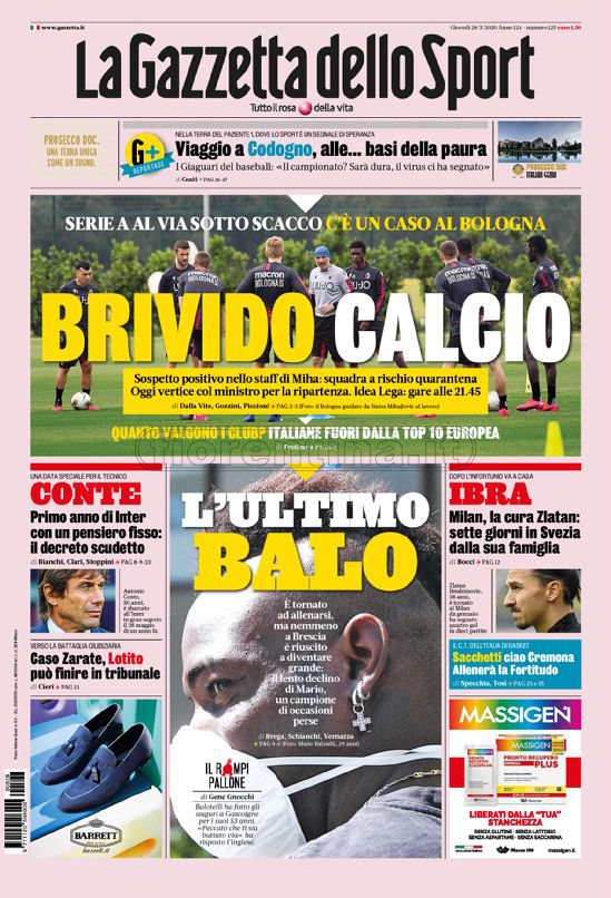 Quotidiani: la prima pagina di Qs, Stadio, Gazzetta, Corriere dello Sport, Tuttosport