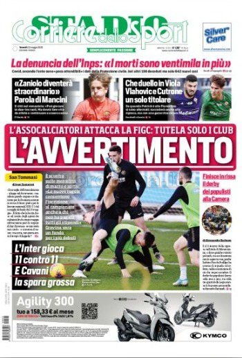 Quotidiani: la prima pagina di Qs, Stadio, Gazzetta, Corriere dello Sport, Tuttosport