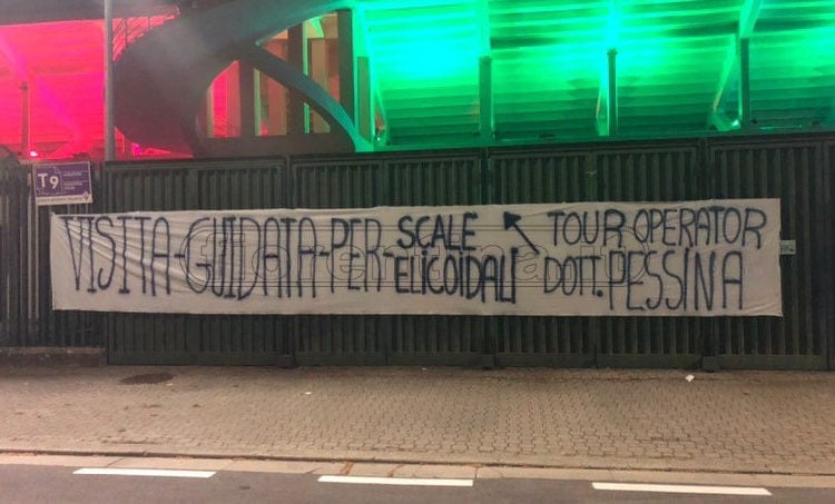 Striscione contro Pessina al Franchi
