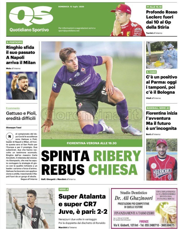 Quotidiani: le prime pagine di Qs, Gazzetta, CorSport, Stadio e Tuttosport