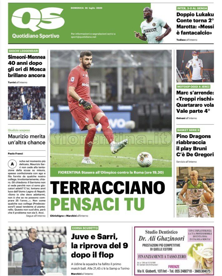 Quotidiani: le prime pagine di Qs, Gazzetta, CorSport, Stadio e Tuttosport