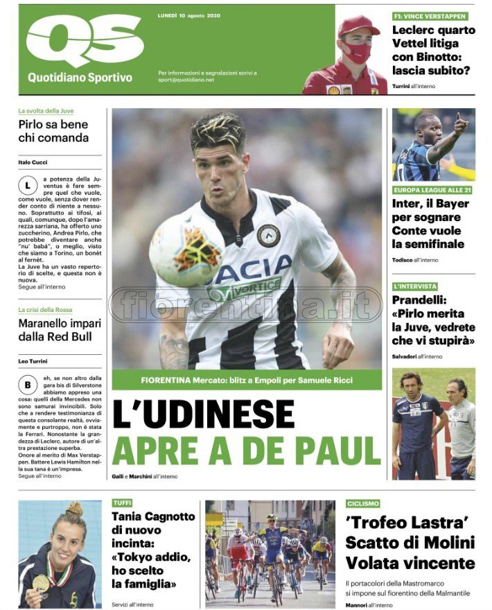 Quotidiani: le prime pagine di Qs, Gazzetta, CorSport, Stadio e Tuttosport
