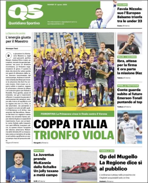 Quotidiani: le prime pagine di QS, Gazzetta, CorSport, Stadio e Tuttosport