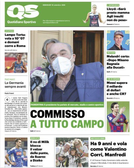 Quotidiani: la prima pagina di Qs, Stadio, Gazzetta, Corriere dello Sport, Tuttosport
