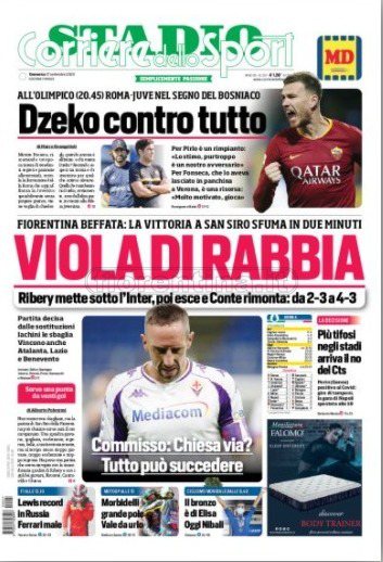 Quotidiani: le prime pagine di Qs, Gazzetta, CorSport, Stadio e Tuttosport