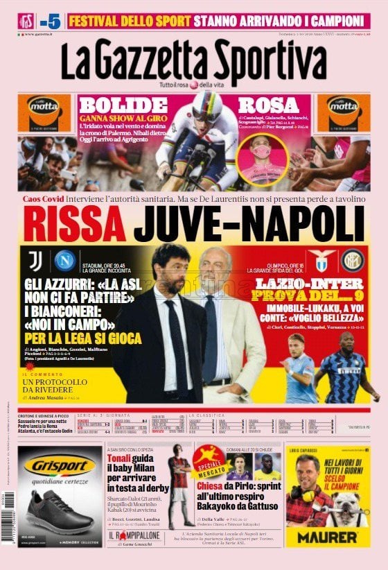 Quotidiani: le prime pagine di Gazzetta, CorSport, Stadio e Tuttosport