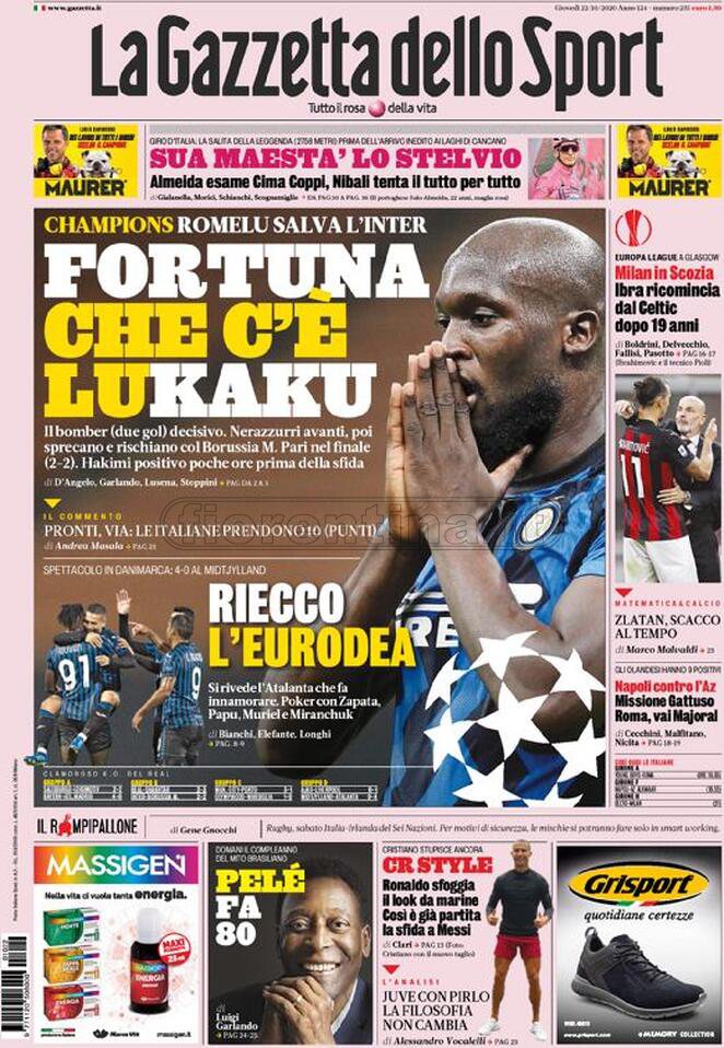 Quotidiani: la prima pagina di Qs, Stadio, Gazzetta, Corriere dello Sport, Tuttosport