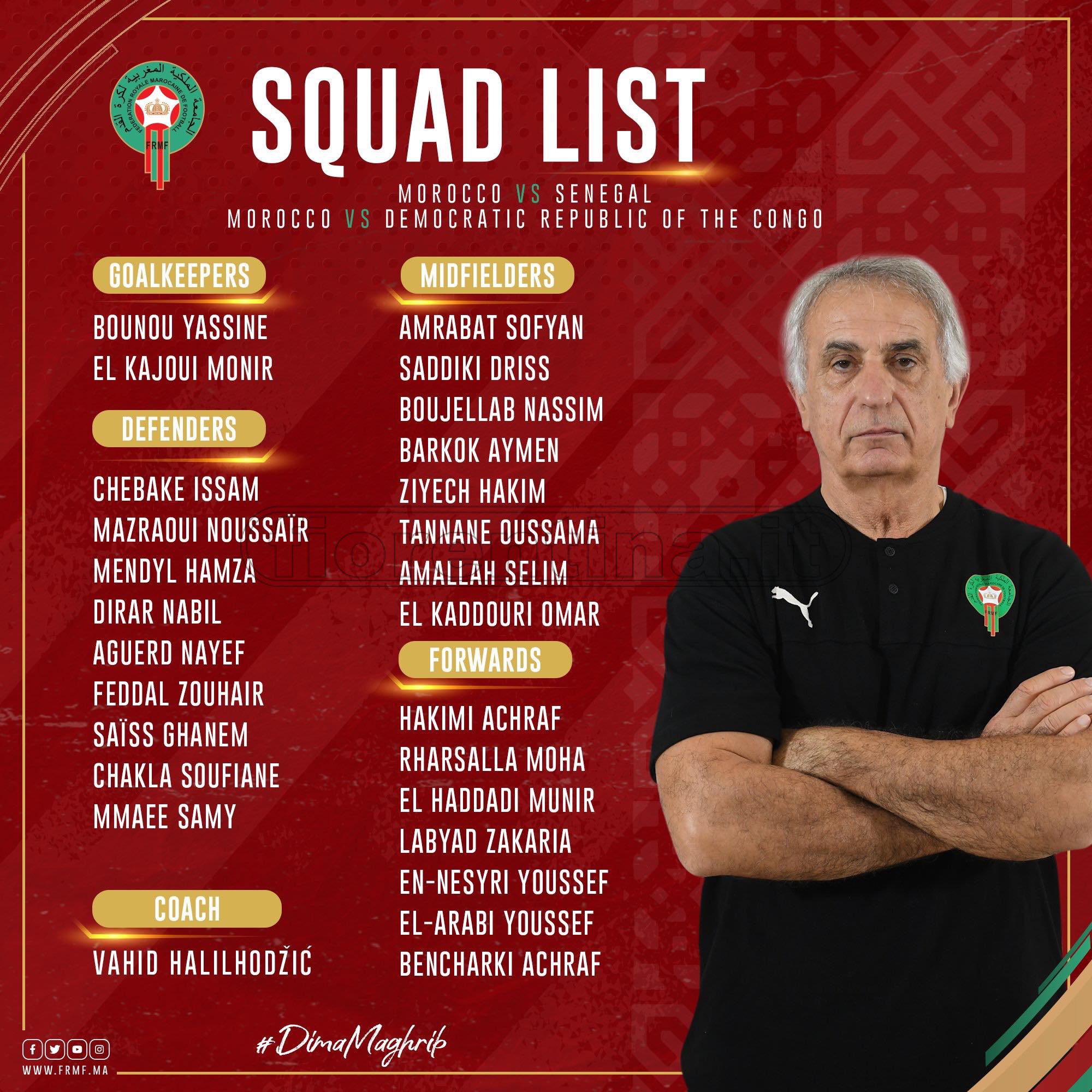 Marocco: doppia amichevole con Senegal e Congo. Convocato il viola Amrabat
