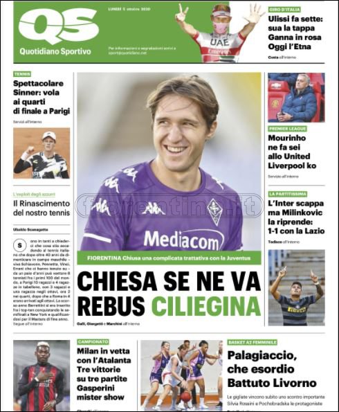 Quotidiani: le prime pagine di Qs, Gazzetta, CorSport, Stadio e Tuttosport