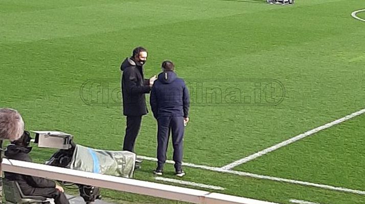 Dal Franchi: colloquio Dainelli-Juric prima della partita (FOTO VI.IT)