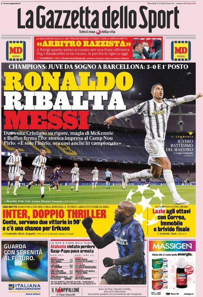 Quotidiani: la prima pagina di Qs, Stadio, Gazzetta, Corriere dello Sport, Tuttosport