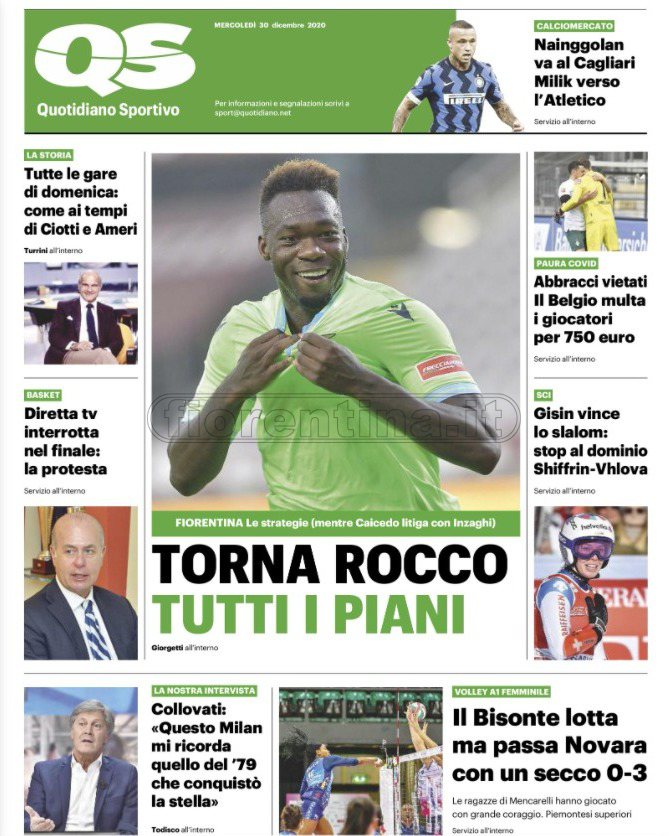 Quotidiani: la prima pagina di Qs, Stadio, Gazzetta, Corriere dello Sport, Tuttosport