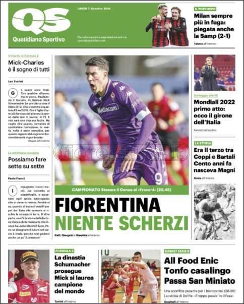 Quotidiani: le prime pagine di Qs, Gazzetta, CorSport, Stadio e Tuttosport