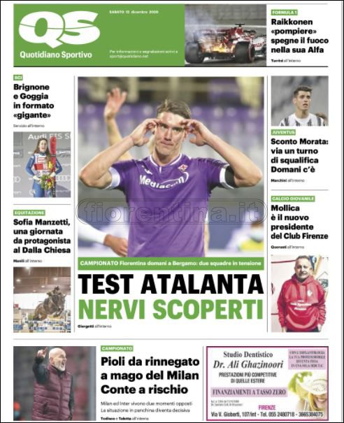Quotidiani: le prime pagine di Qs, Gazzetta, CorSport, Stadio e Tuttosport