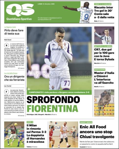 Quotidiani: le prime pagine di Qs, Gazzetta, CorSport, Stadio e Tuttosport