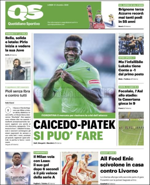 Quotidiani: le prime pagine di Qs, Gazzetta, CorSport, Stadio e Tuttosport