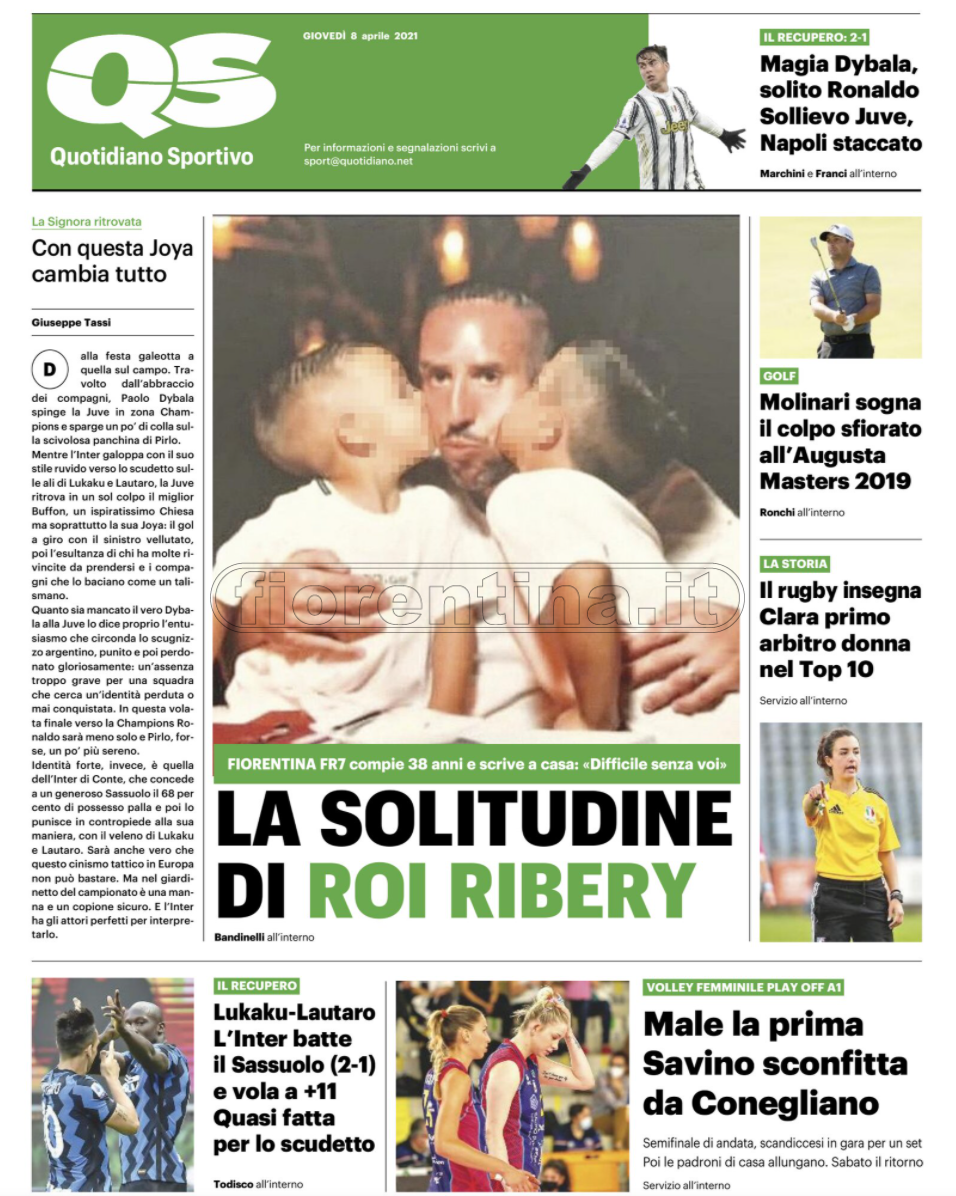 Quotidiani: la prima pagina di Qs, Stadio, Gazzetta, Corriere dello Sport, Tuttosport