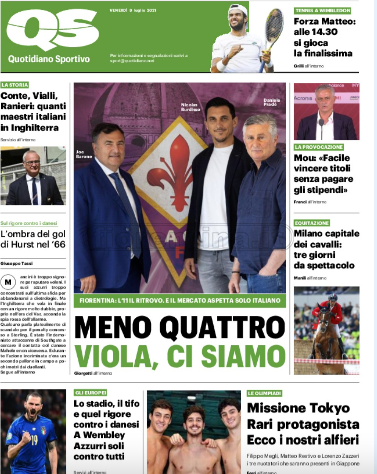 Quotidiani: la prima pagina di Qs, Stadio, Gazzetta, Corriere dello Sport, Tuttosport