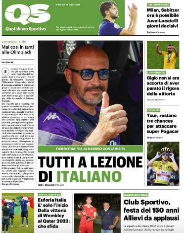 Quotidiani: la prima pagina di Qs, Stadio, Gazzetta, Corriere dello Sport, Tuttosport