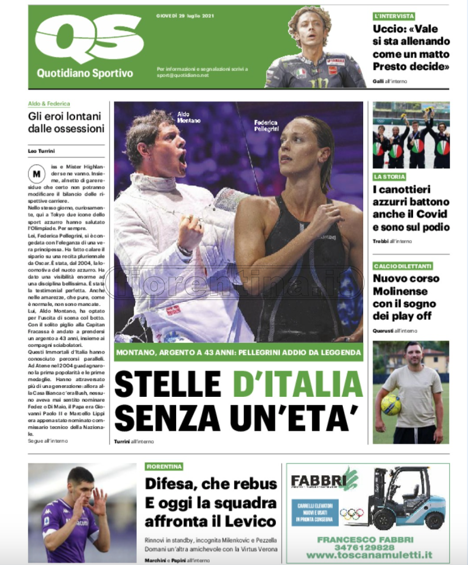 Quotidiani: la prima pagina di Qs, Stadio, Gazzetta, Corriere dello Sport, Tuttosport