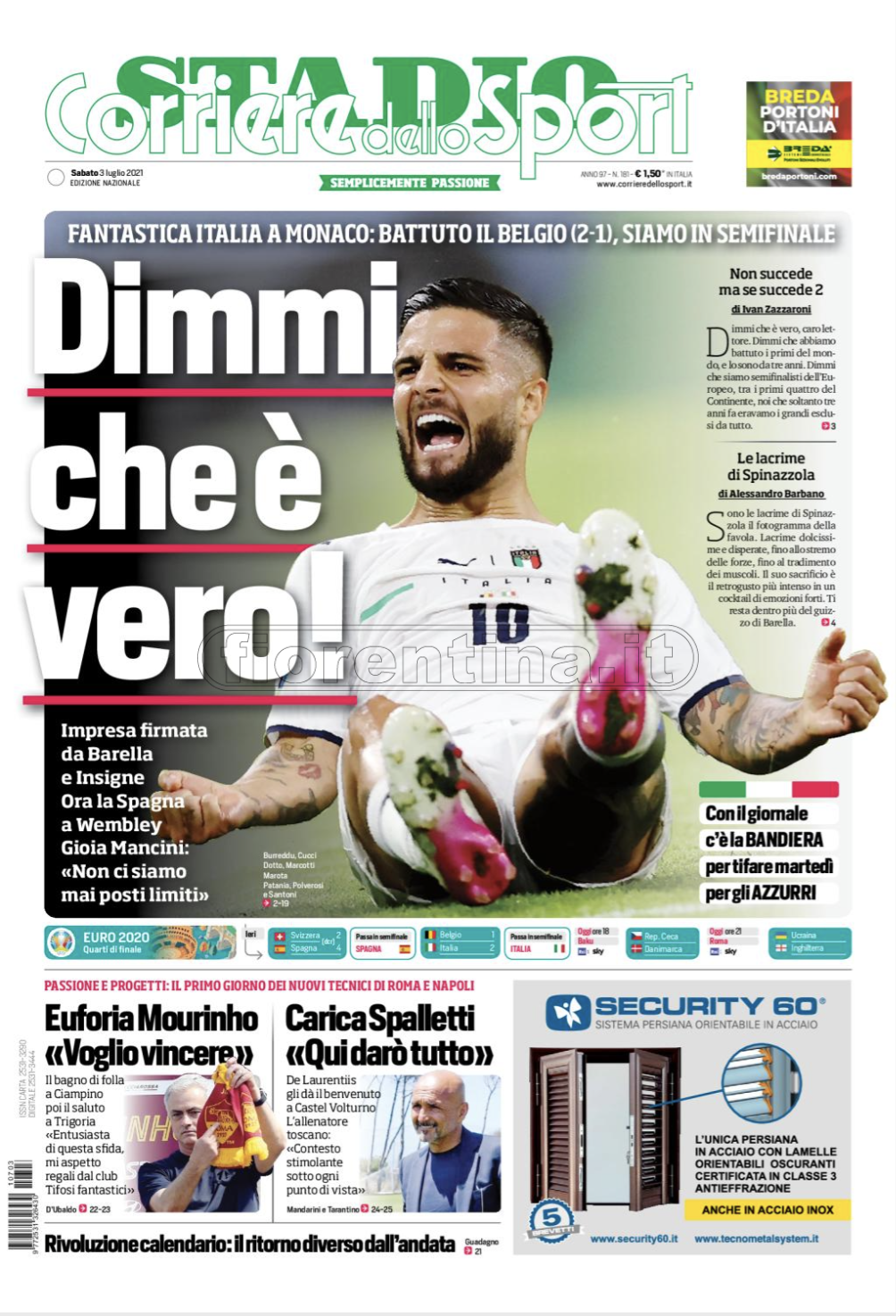 Quotidiani: la prima pagina di Qs, Stadio, Gazzetta, Corriere dello Sport, Tuttosport
