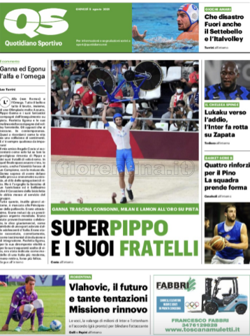 Quotidiani: la prima pagina di Qs, Stadio, Gazzetta, Corriere dello Sport, Tuttosport