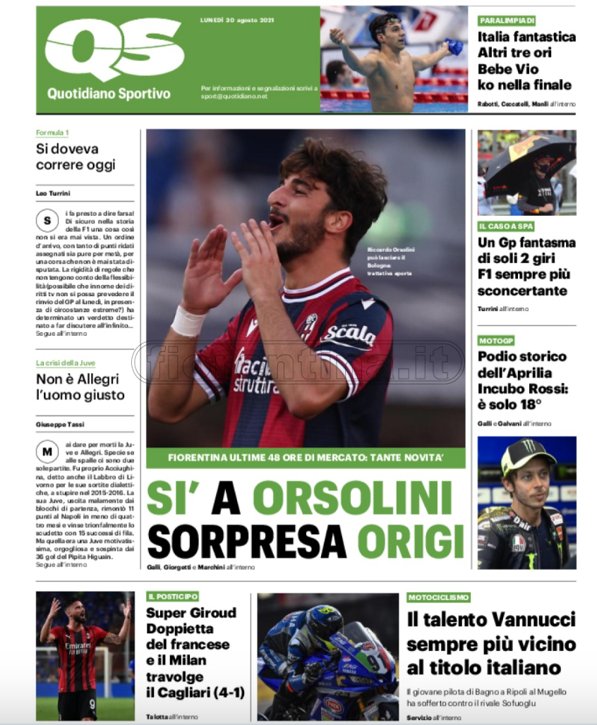 Quotidiani: la prima pagina di Qs, Stadio, Gazzetta, Corriere dello Sport, Tuttosport