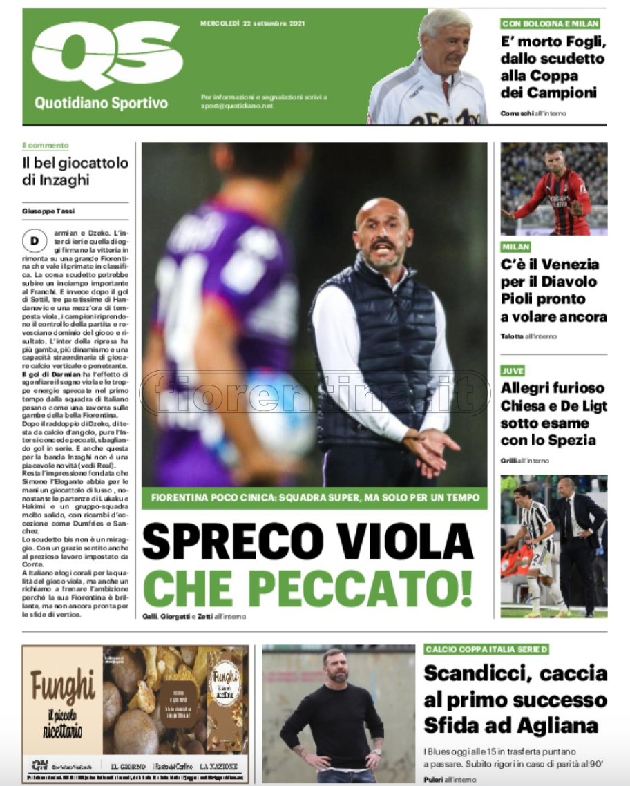 Quotidiani: la prima pagina di Qs, Stadio, Gazzetta, Corriere dello Sport, Tuttosport