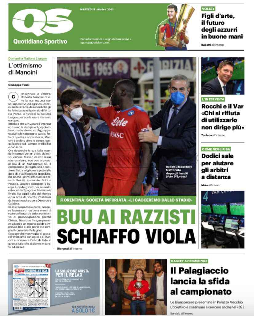 Quotidiani: la prima pagina di Qs, Stadio, Gazzetta, Corriere dello Sport, Tuttosport