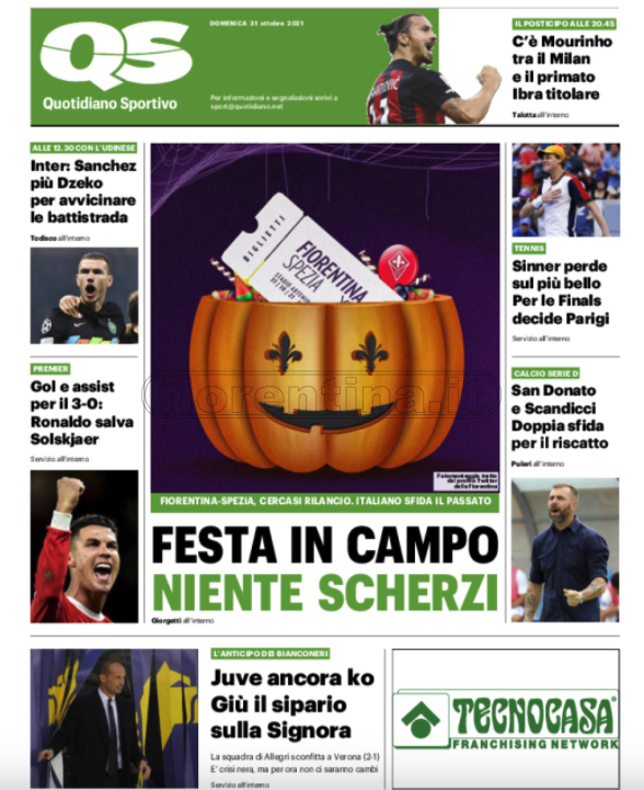 Quotidiani: le prime pagine di Qs, Gazzetta, CorSport, Stadio e Tuttosport