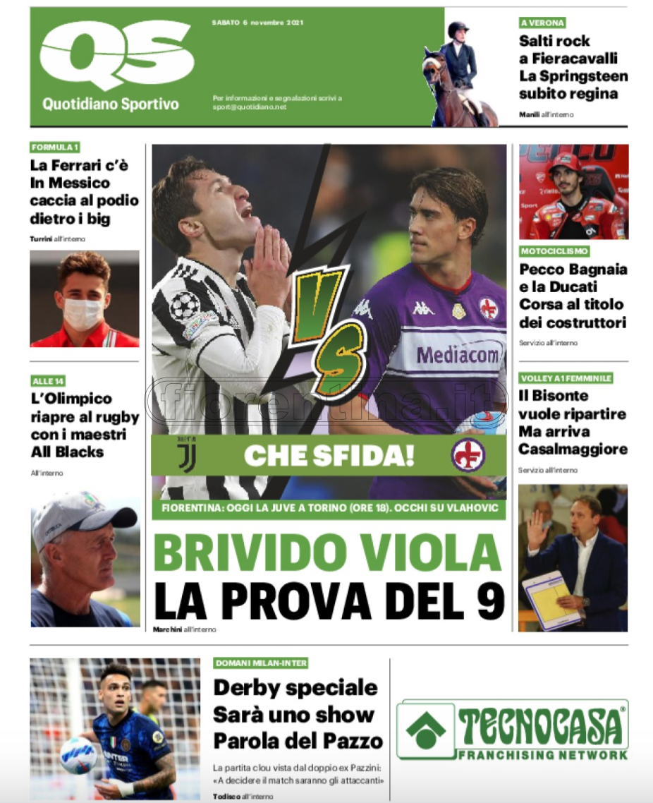 Quotidiani: la prima pagina di Qs, Stadio, Gazzetta, Corriere dello Sport, Tuttosport