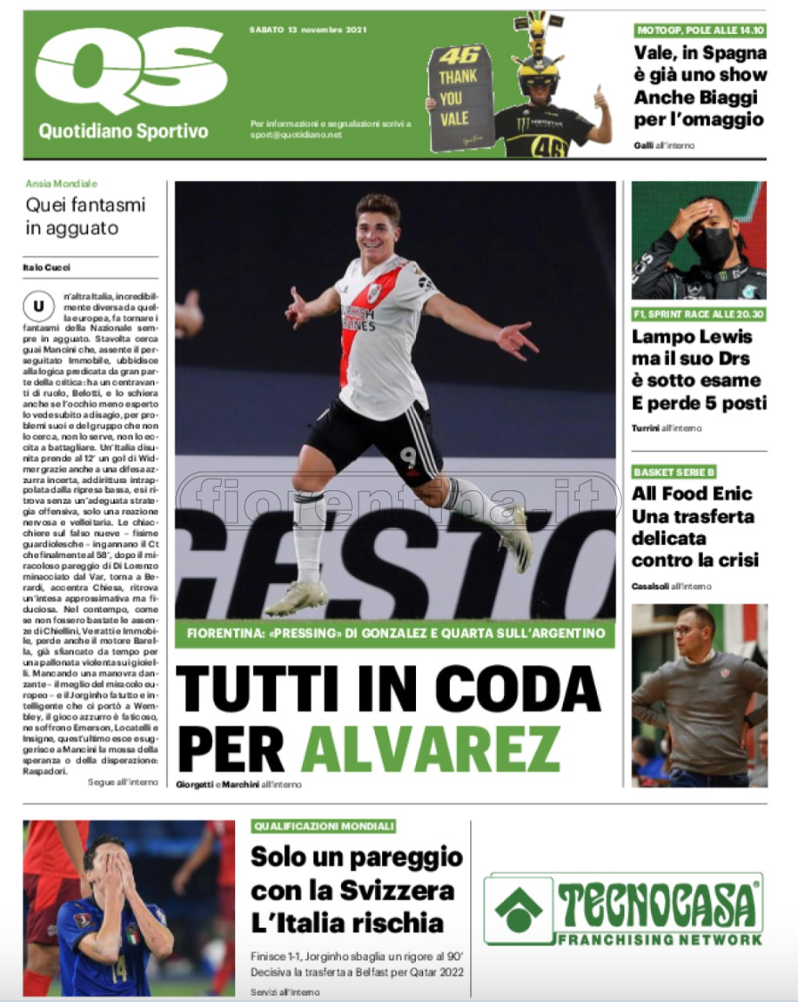 Quotidiani: la prima pagina di Qs, Stadio, Gazzetta, Corriere dello Sport, Tuttosport