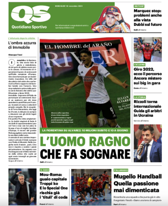 Quotidiani: le prime pagine di Qs, Gazzetta, CorSport, Stadio e Tuttosport