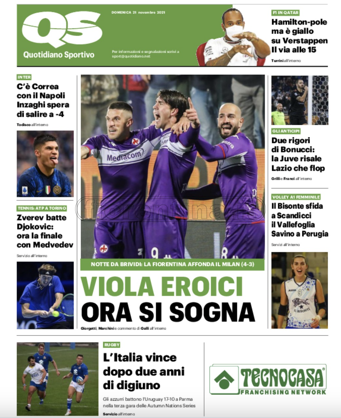 Quotidiani: le prime pagine di Qs, Gazzetta, CorSport, Stadio e Tuttosport
