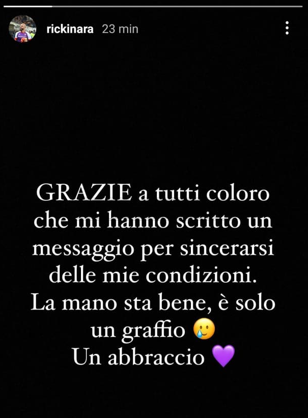 Saponara: "La mano sta bene, solo un graffio. Grazie a chi mi ha scritto"