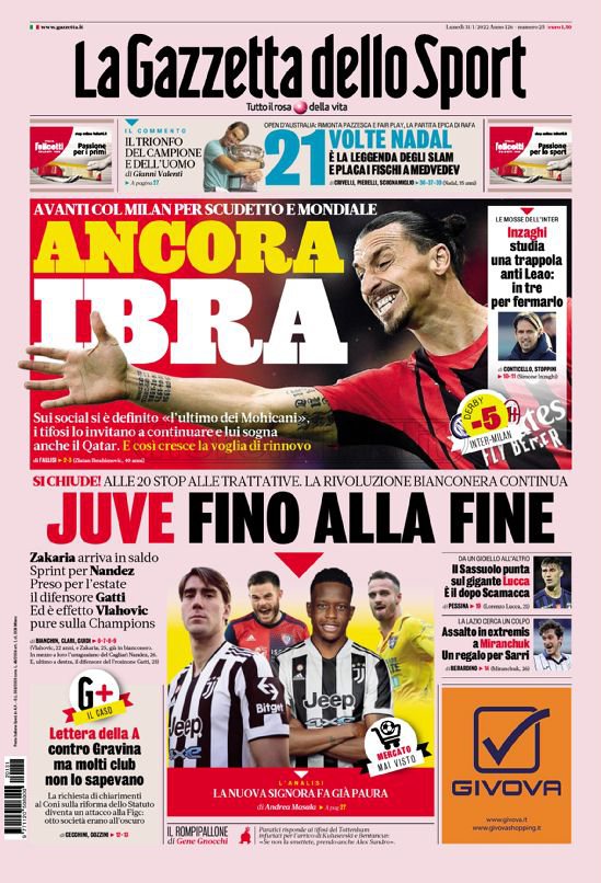 Quotidiani: le prime pagine di Qs, Gazzetta, CorSport, Stadio e Tuttosport