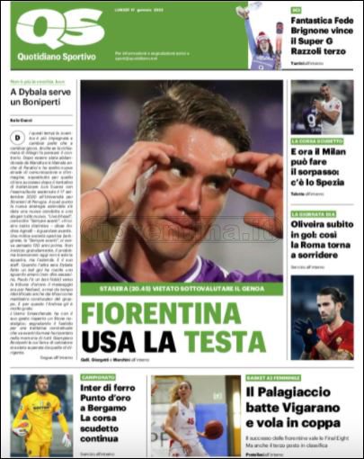 Quotidiani: le prime pagine di Qs, Gazzetta, CorSport, Stadio e Tuttosport