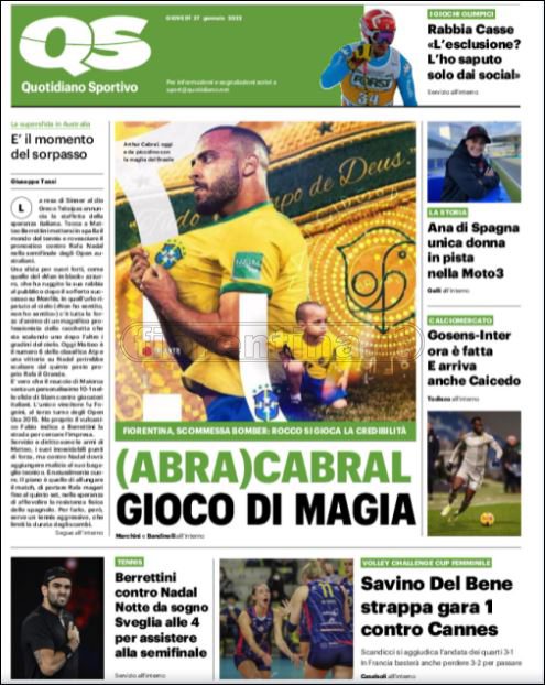 Quotidiani: le prime pagine di Qs, Gazzetta, CorSport, Stadio e Tuttosport