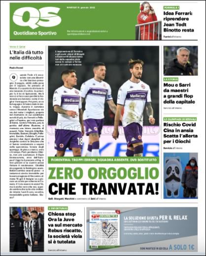 Quotidiani: le prime pagine di Qs, Gazzetta, CorSport, Stadio e Tuttosport