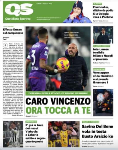 Quotidiani: le prime pagine di Qs, Gazzetta, CorSport, Stadio e Tuttosport