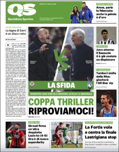 Quotidiani: le prime pagine di Qs, Gazzetta, CorSport, Stadio e Tuttosport