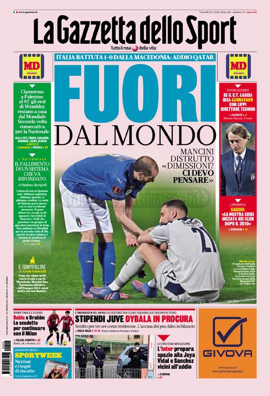 Quotidiani: le prime pagine di Qs, Gazzetta, CorSport, Stadio e Tuttosport
