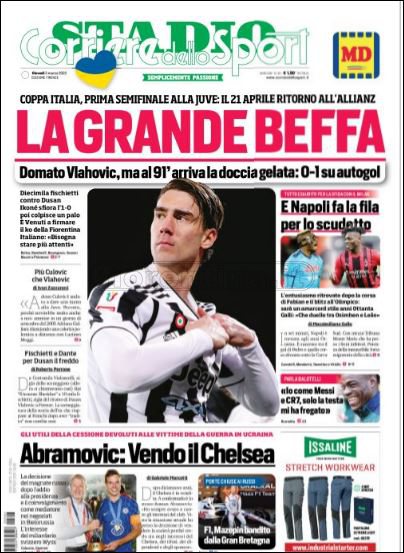 Quotidiani: le prime pagine di Qs, Gazzetta, CorSport, Stadio e Tuttosport