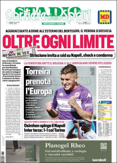 Quotidiani: le prime pagine di Qs, Gazzetta, CorSport, Stadio e Tuttosport