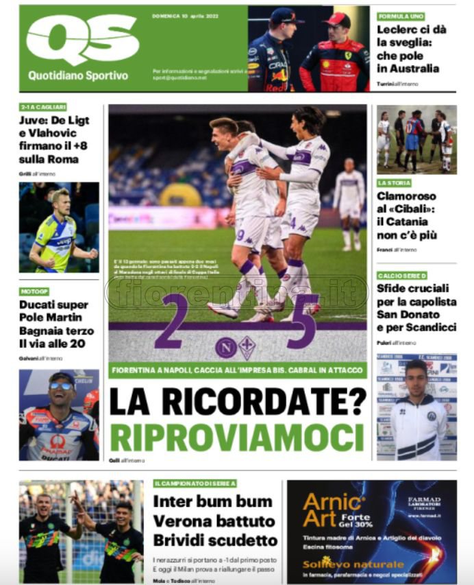 Quotidiani: le prime pagine di Qs, Gazzetta, CorSport, Stadio e Tuttosport