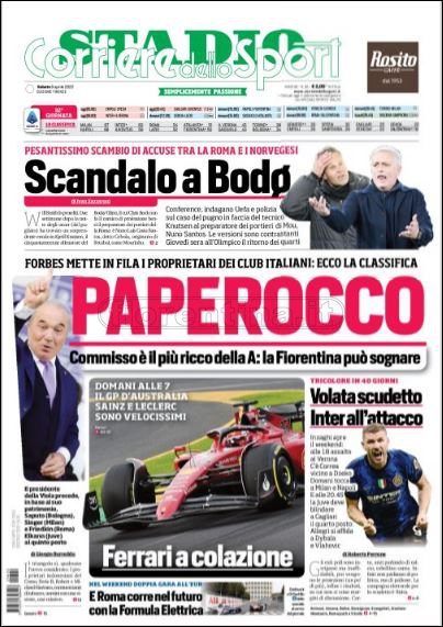 Quotidiani: le prime pagine di Qs, Gazzetta, CorSport, Stadio e Tuttosport