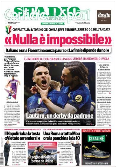 Quotidiani: le prime pagine di Qs, Gazzetta, CorSport, Stadio e Tuttosport