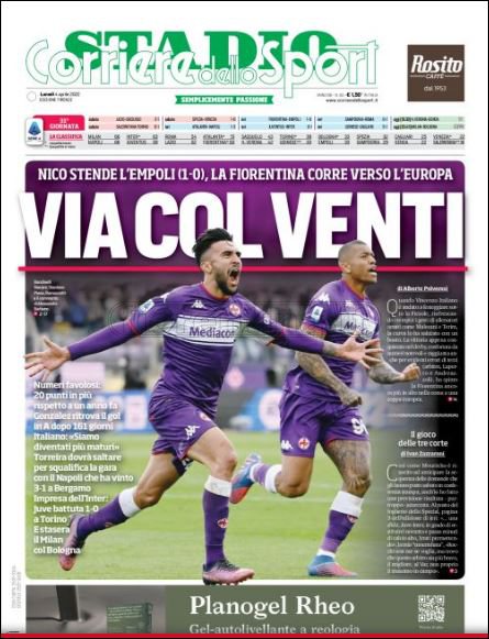 Quotidiani: le prime pagine di Qs, Gazzetta, CorSport, Stadio e Tuttosport
