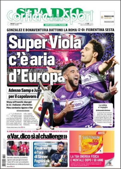 Quotidiani: le prime pagine di Qs, Gazzetta, CorSport, Stadio e Tuttosport