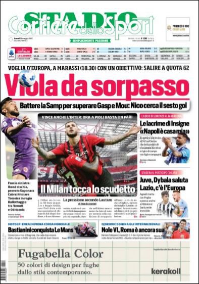 Quotidiani: le prime pagine di Qs, Gazzetta, CorSport, Stadio e Tuttosport